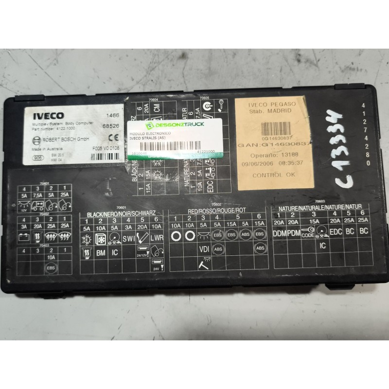 Recambio de modulo electronico para iveco stralis (as) 12.9 diesel referencia OEM IAM 41221000 SW20.5 