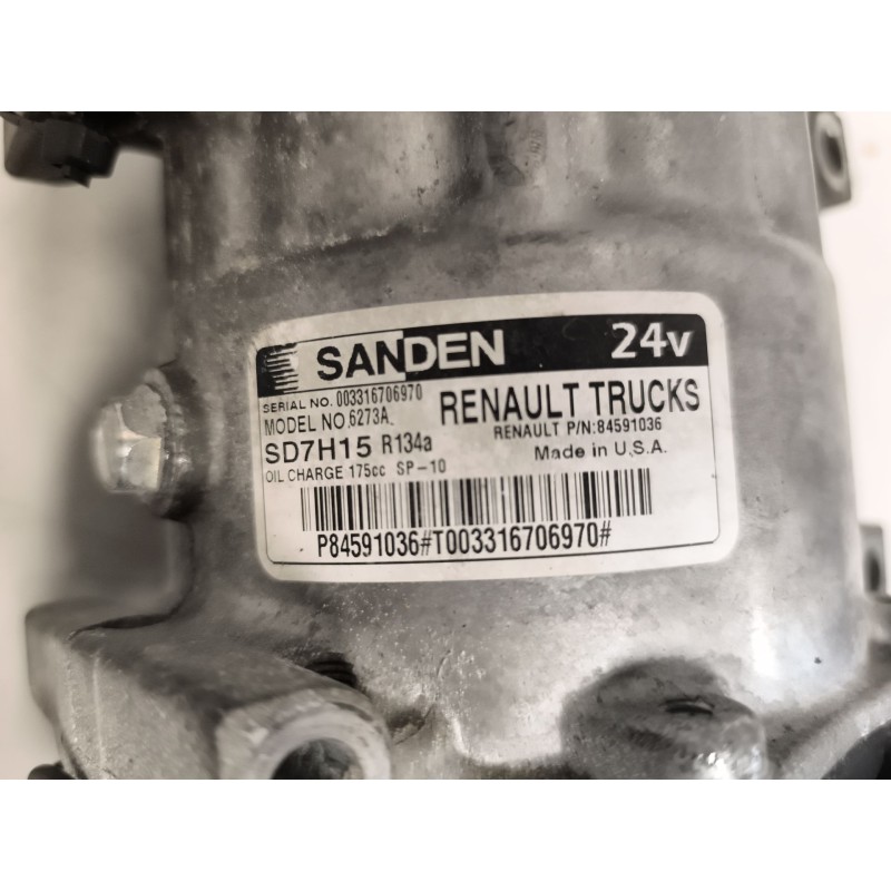 Recambio de compresor aire acondicionado para renault serie t 12.8 diesel referencia OEM IAM 84591036 - Blanco 4