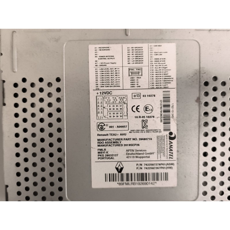 Recambio de sistema audio / radio cd para renault serie t 12.8 diesel referencia OEM IAM 7422587278 - Blanco 8