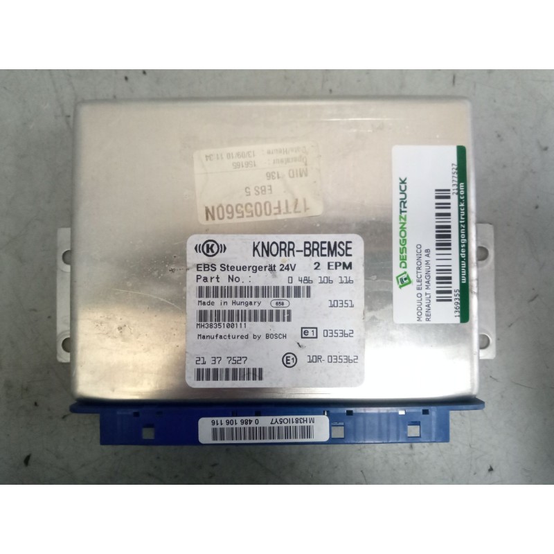 Recambio de modulo electronico para renault magnum ab diesel referencia OEM IAM 21377527 centralita ebs 0486106116