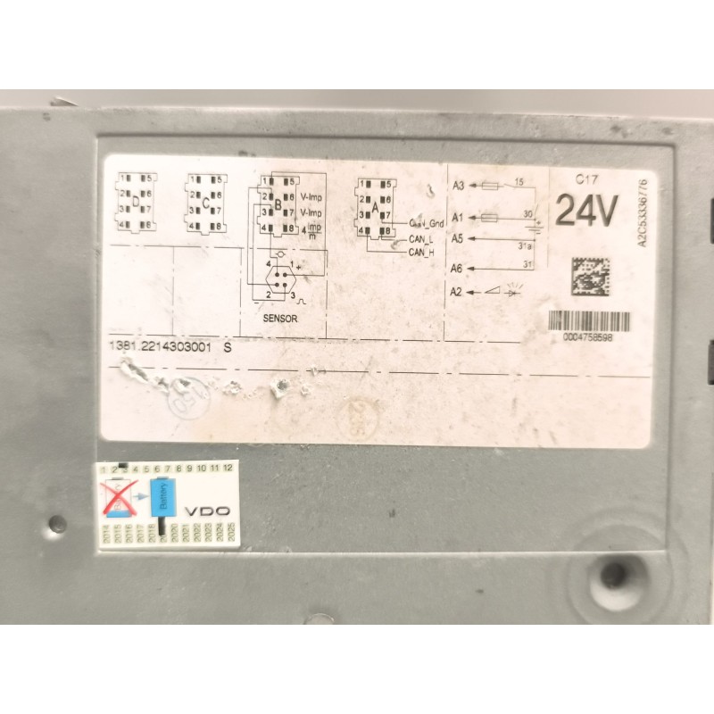 Recambio de tacografo para iveco stralis (as) 11.1 diesel referencia OEM IAM 13812214303001 0004758598 6