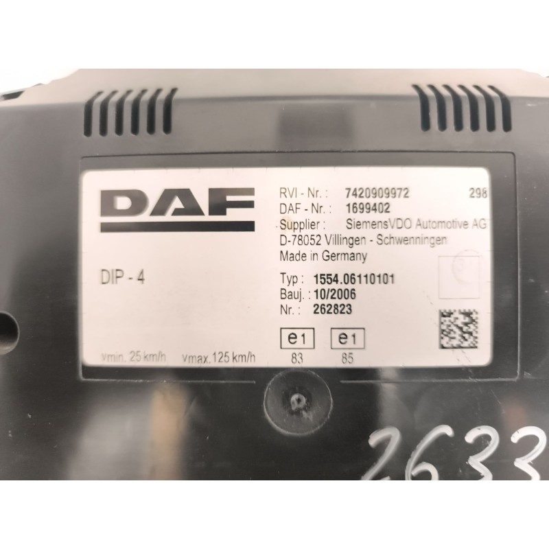 Recambio de cuadro instrumentos para daf serie lf45 desde 06 referencia OEM IAM 1699402 7420909972 - Verde 6