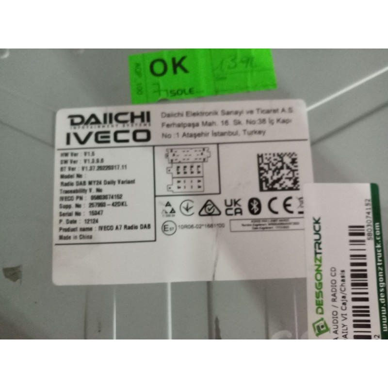 Recambio de sistema audio / radio cd para iveco daily vi caja/chasis 35s16, 35c16, 40c16, 50c16, 60c16, 65c16, 70c16 referencia - Blanco 3