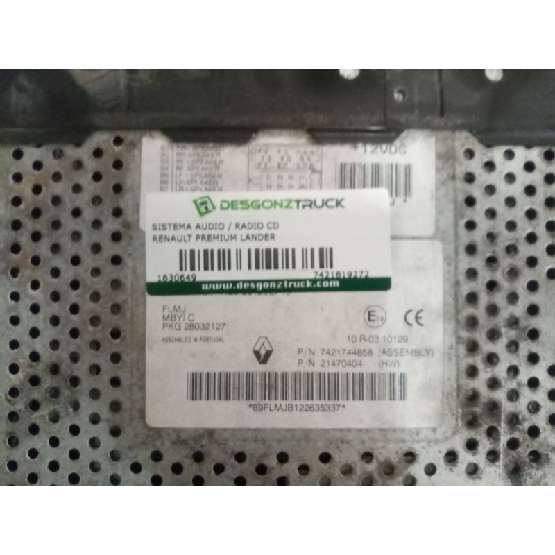 Recambio de sistema audio / radio cd para renault premium lander referencia OEM IAM 7421819272 - Blanco 4