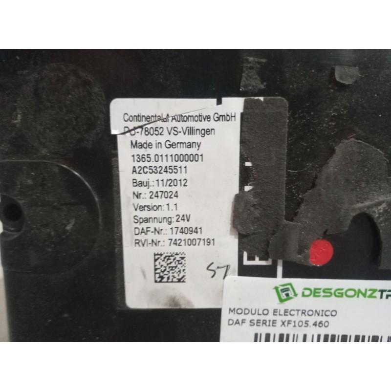 Recambio de modulo electronico para daf serie xf105.460 12.9 diesel referencia OEM IAM 1740941 7421007191 3