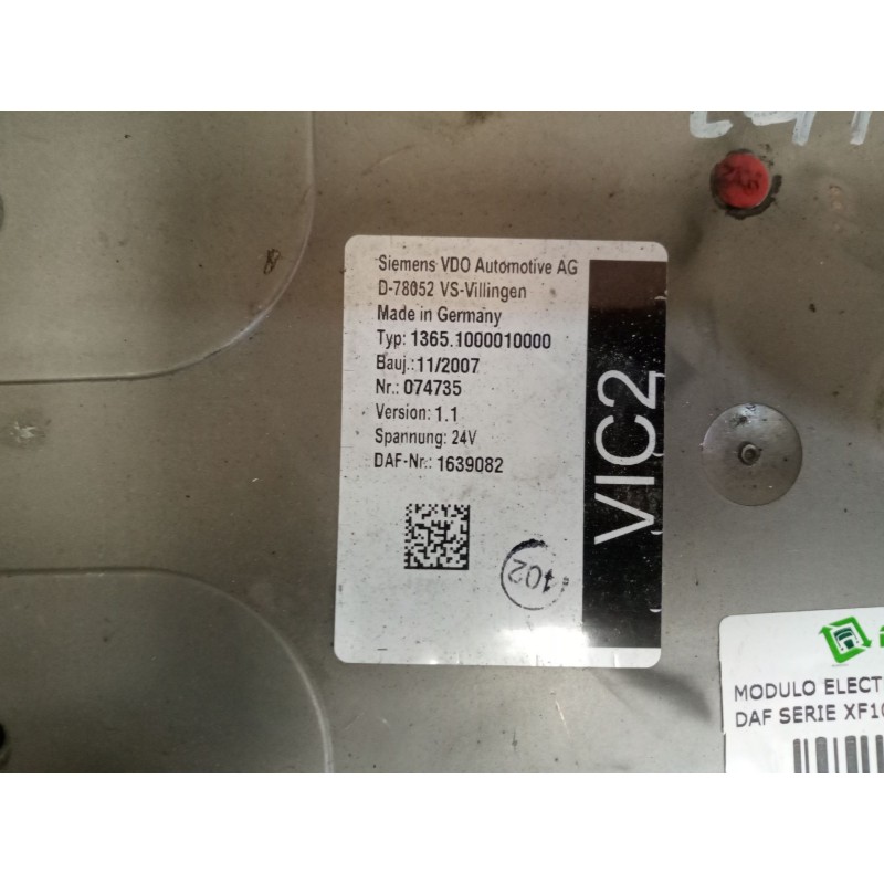 Recambio de modulo electronico para daf serie xf105.460 12.9 diesel referencia OEM IAM 1639082 VERSION 1.1 6