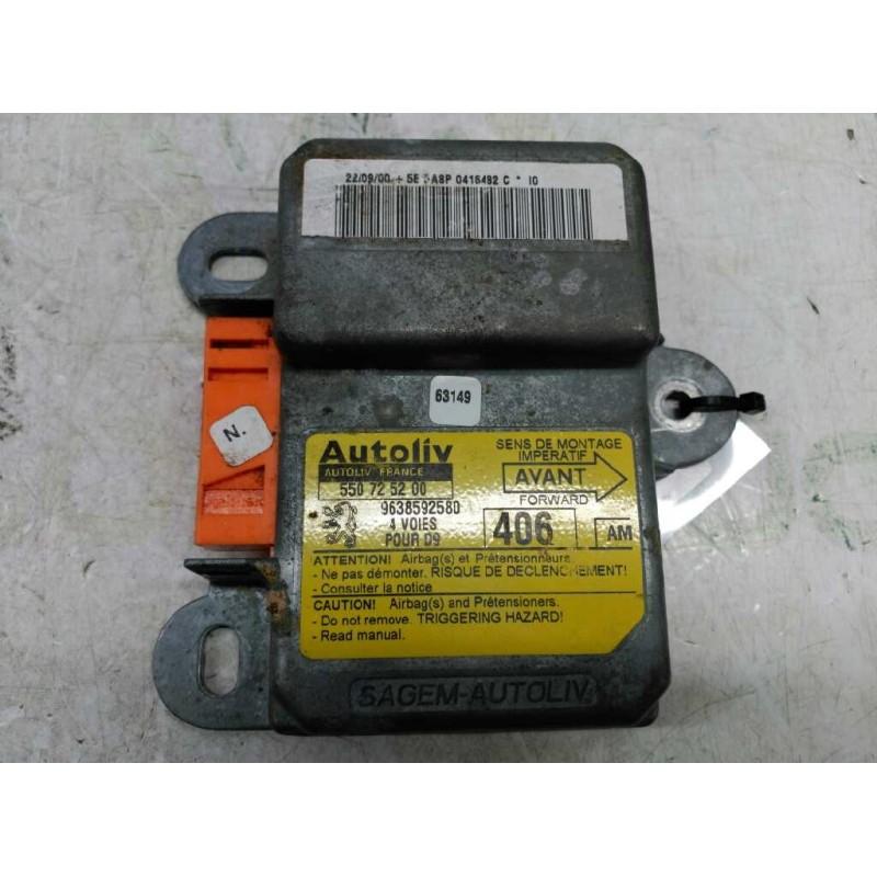 Recambio de centralita airbag para peugeot 406 berlina (s1/s2) sr referencia OEM IAM 9638592580 550725200 