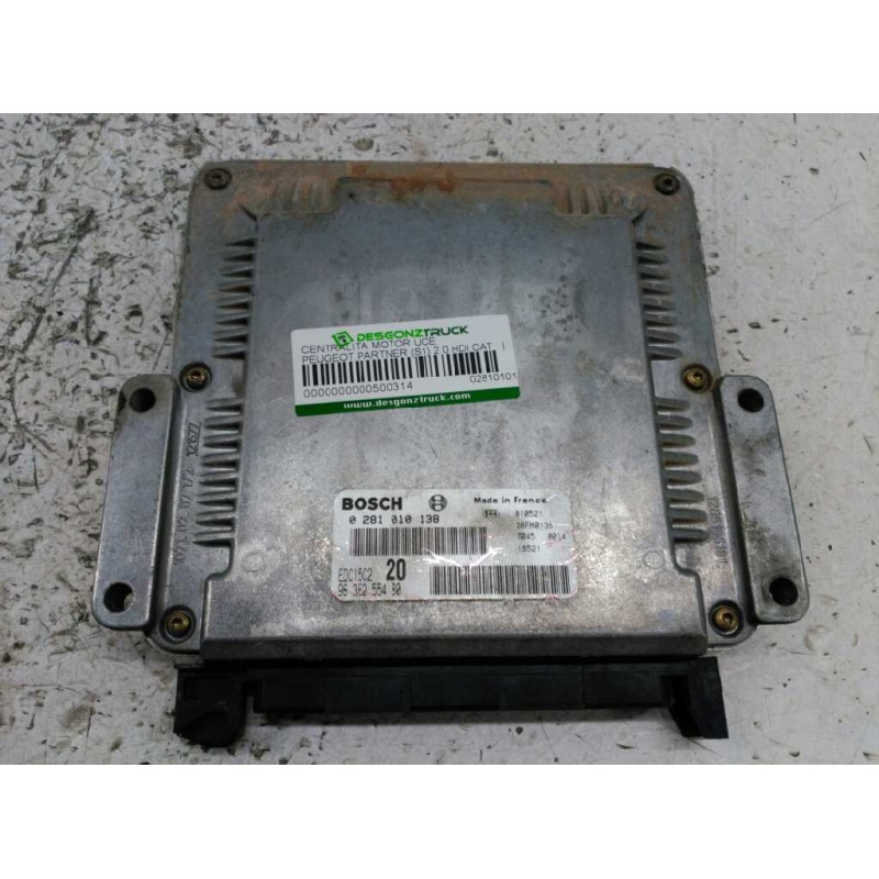 Recambio de centralita motor uce para peugeot partner (s1) 2.0 hdi cat referencia OEM IAM 0281010138 9636255480 BOSCH