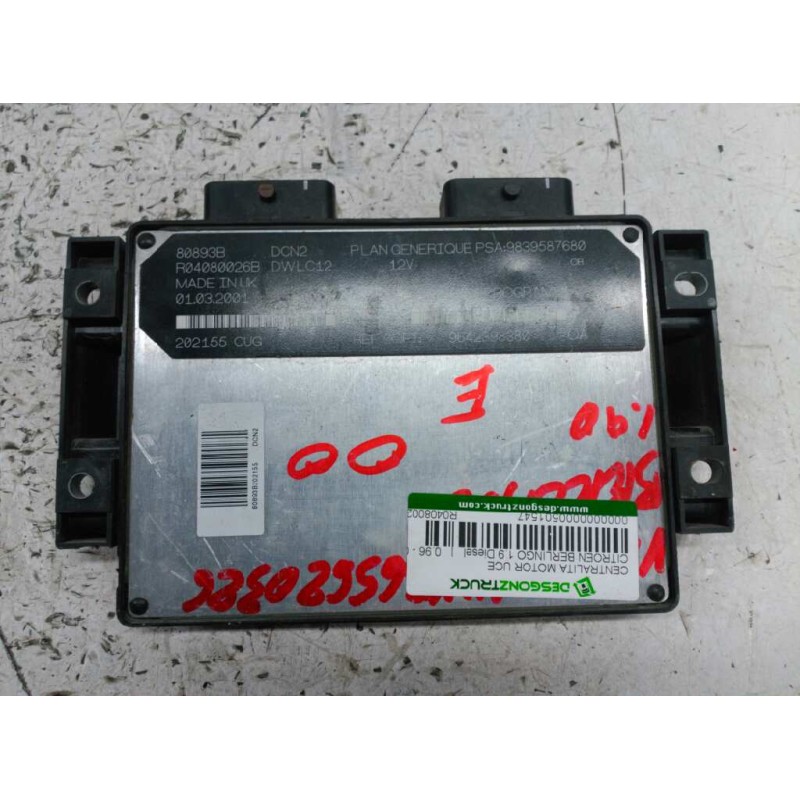 Recambio de centralita motor uce para citroen berlingo 1.9 diesel referencia OEM IAM R04080026B 9839587680 9642398380