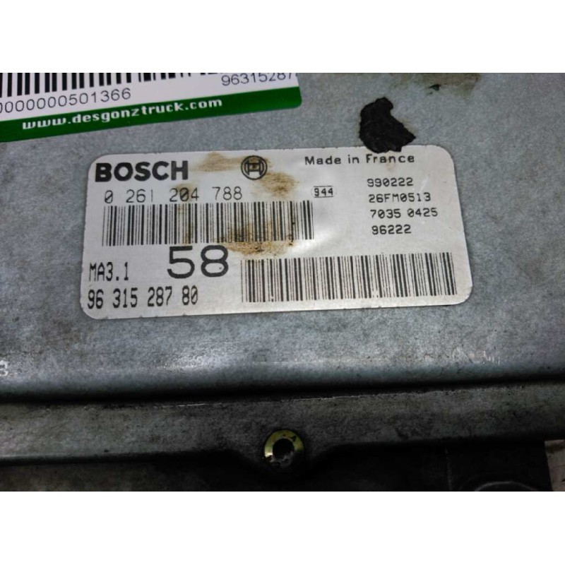 Recambio de centralita motor uce para citroën saxo 1.1 referencia OEM IAM 9631528780 0261284788 BOSCH 2