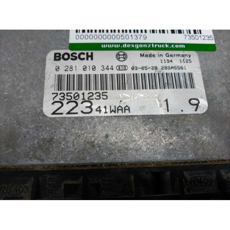 Recambio de centralita motor uce para fiat doblo (119) 1.9 jtd cat referencia OEM IAM 73501235 0281010344 BOSCH - Azul 2