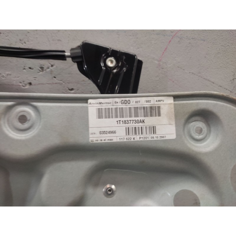 Recambio de elevalunas delantero derecho para volkswagen touran (1t2) advance referencia OEM IAM 1T1837730AK  