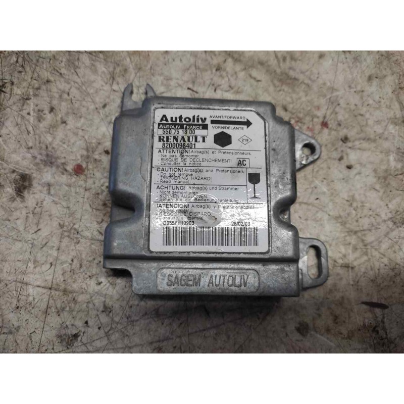 Recambio de centralita airbag para renault kangoo (f/kc0) 1.9 diesel referencia OEM IAM 8200098401 550751800 