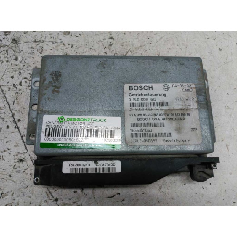 Recambio de centralita motor uce para peugeot 407 2.0 16v hdi fap cat (rhr / dw10bted4) referencia OEM IAM 0260002921 9643926680