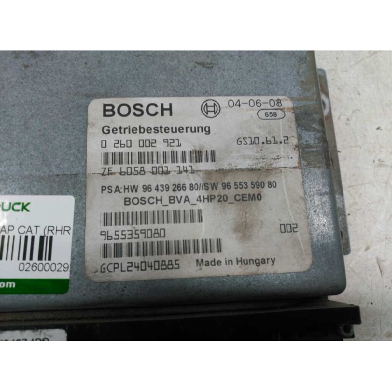 Recambio de centralita motor uce para peugeot 407 2.0 16v hdi fap cat (rhr / dw10bted4) referencia OEM IAM 0260002921 9643926680 2