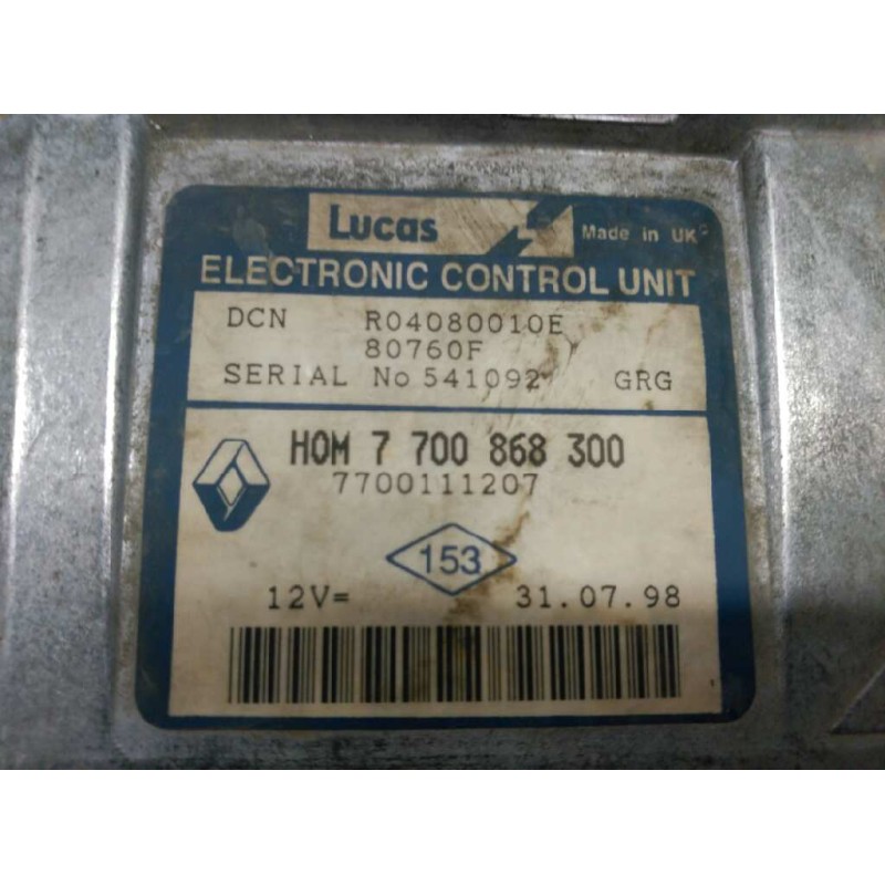 Recambio de centralita motor uce para renault kangoo (f/kc0) referencia OEM IAM 7700868300 80760F 7700111207 - Blanco 4