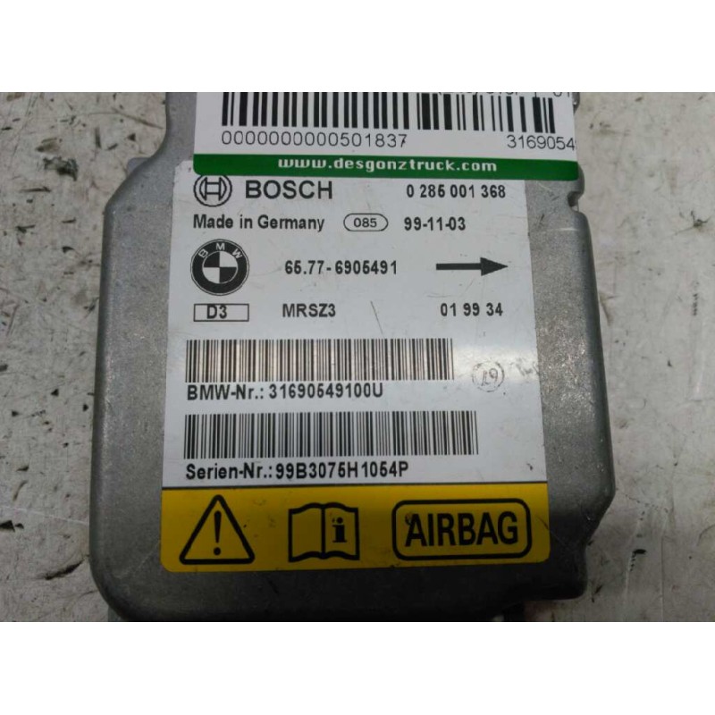 Recambio de centralita airbag para bmw serie 3 berlina (e46) 316i referencia OEM IAM 31690549100U 0285001368 2