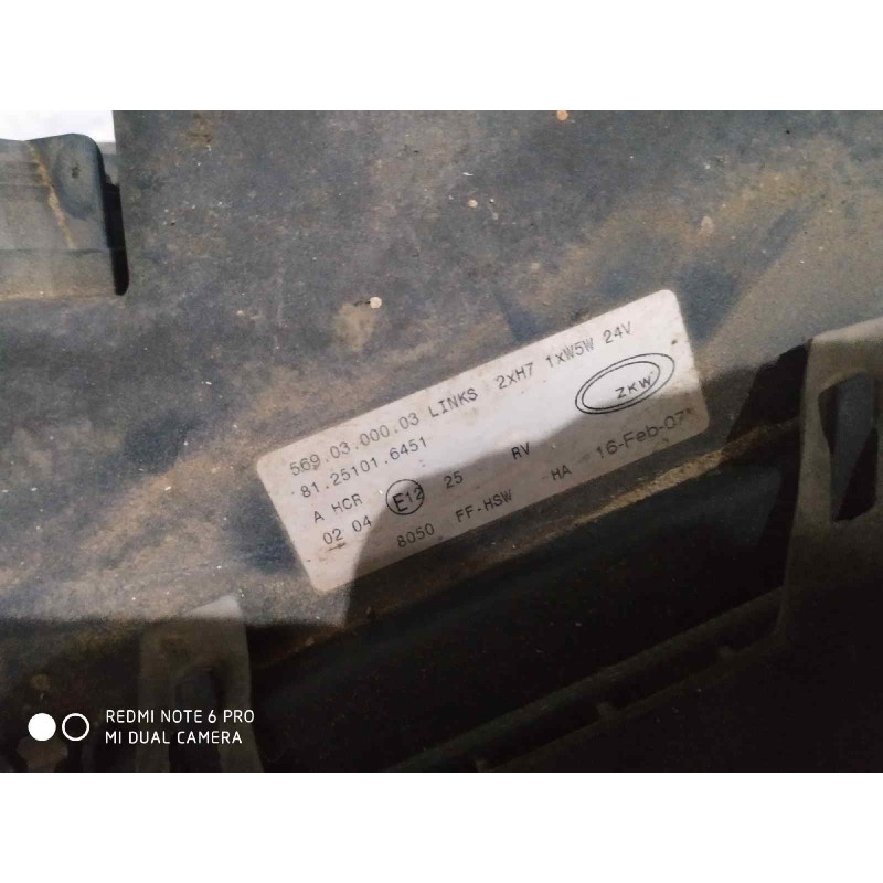 Recambio de faro izquierdo para man tg - a 18.440 fg / bb (e3/e4) xl referencia OEM IAM 81251016451 - Blanco 2