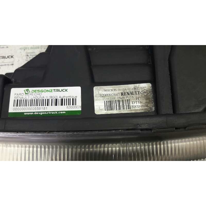 Recambio de faro derecho para renault laguna ii (bg0) authentique referencia OEM IAM 8200002847  