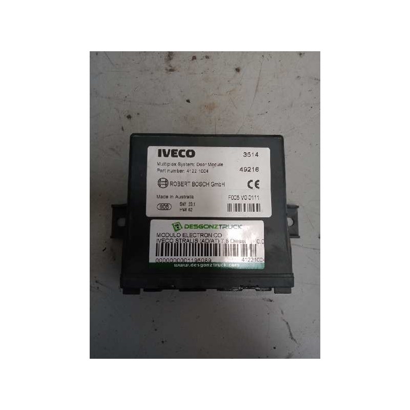 Recambio de modulo electronico para iveco stralis (ad/at) 7.8 diesel referencia OEM IAM 41221004 SW20.1 