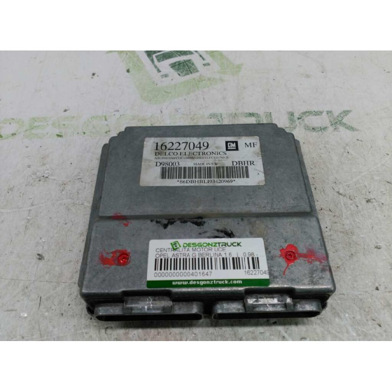 Recambio de centralita motor uce para opel astra g berlina 1.6 referencia OEM IAM 16227049 DELCO 