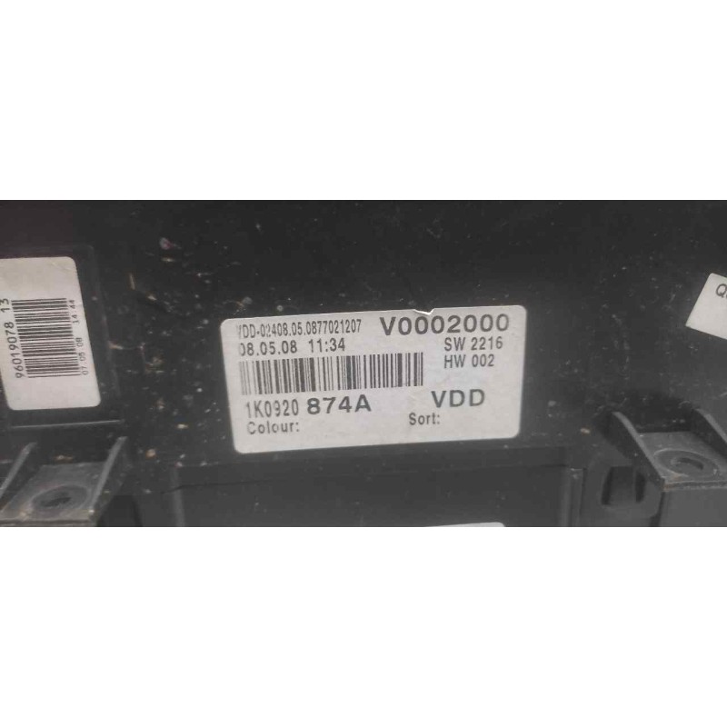 Recambio de cuadro instrumentos para volkswagen golf v berlina (1k1) conceptline (e) referencia OEM IAM 1K0920874A - Verde 2