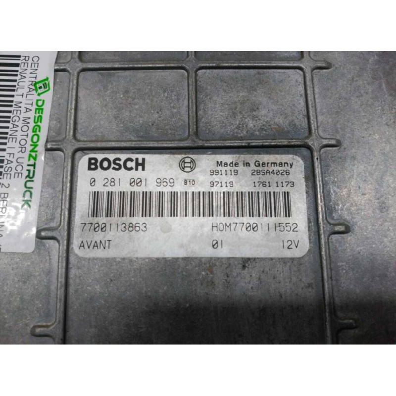 Recambio de centralita motor uce para renault megane i fase 2 berlina (ba0) 1.9 dti rxe referencia OEM IAM 7700111552 0281001969 2