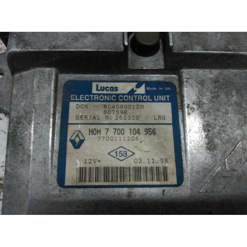 Recambio de centralita motor uce para renault kangoo (f/kc0) 1.9 diesel referencia OEM IAM 7700104956 80759K 7700111206 - Gris 2