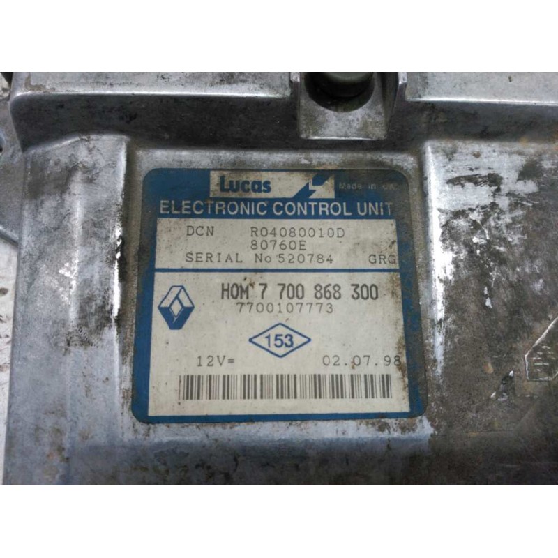 Recambio de centralita motor uce para renault kangoo (f/kc0) referencia OEM IAM 7700868300 80760E 7700107773 - Blanco 2