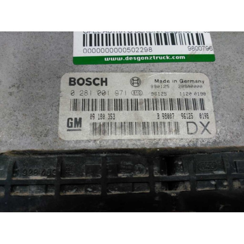 Recambio de centralita motor uce para opel astra g berlina elegance referencia OEM IAM 98007961250198 09180353 0281001971 2