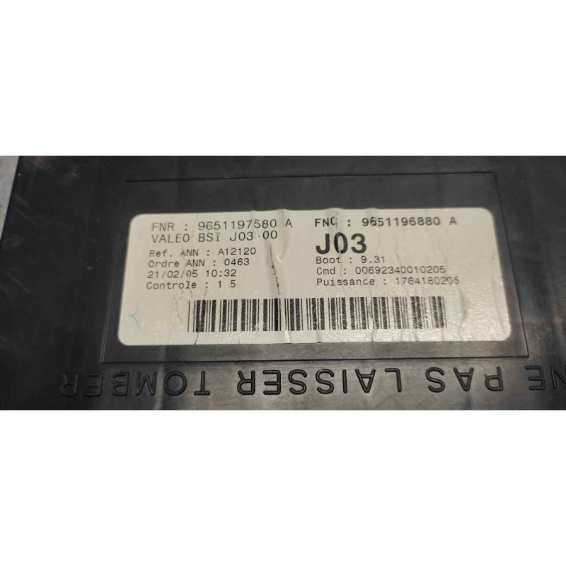 Recambio de caja reles / fusibles para peugeot 307 (s1) xs referencia OEM IAM 9651197580 9651196880 BSI 3