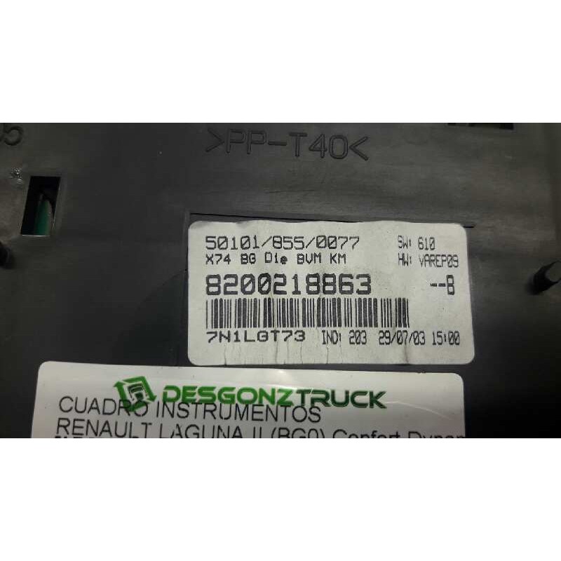 Recambio de cuadro instrumentos para renault laguna ii (bg0) confort dynamique referencia OEM IAM 8200218863 - Gris 3