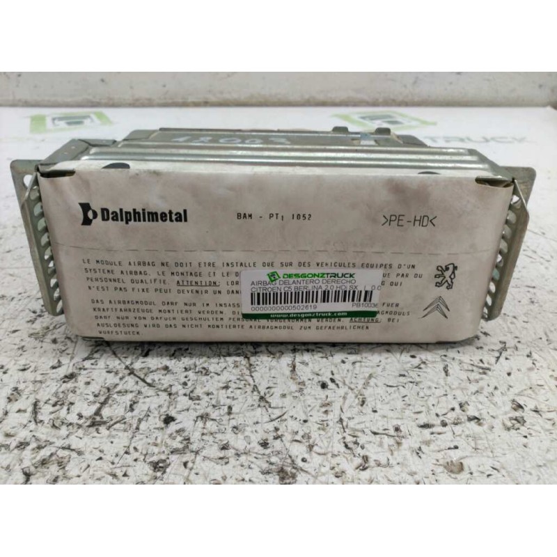 Recambio de airbag delantero derecho para citroën c5 berlina 2.0 hdi sx referencia OEM IAM PB10036100  