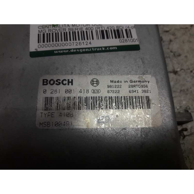 Recambio de centralita motor uce para mg serie 400 (rt) 420 sdi (4-ptas.) referencia OEM IAM 0281001418 98122228RTD956 872226941 - Blanco 2