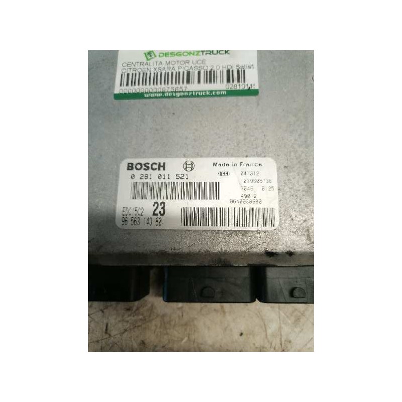 Recambio de centralita motor uce para citroën xsara picasso 2.0 hdi satisfaction ii referencia OEM IAM 0281011521 9656314380 964 2