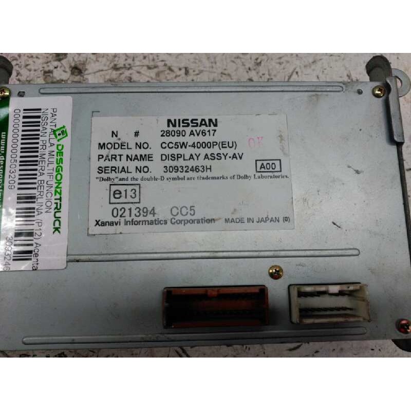 Recambio de pantalla multifuncion para nissan primera berlina (p12) acenta referencia OEM IAM 30932463H 28090AV617 - Gris 2