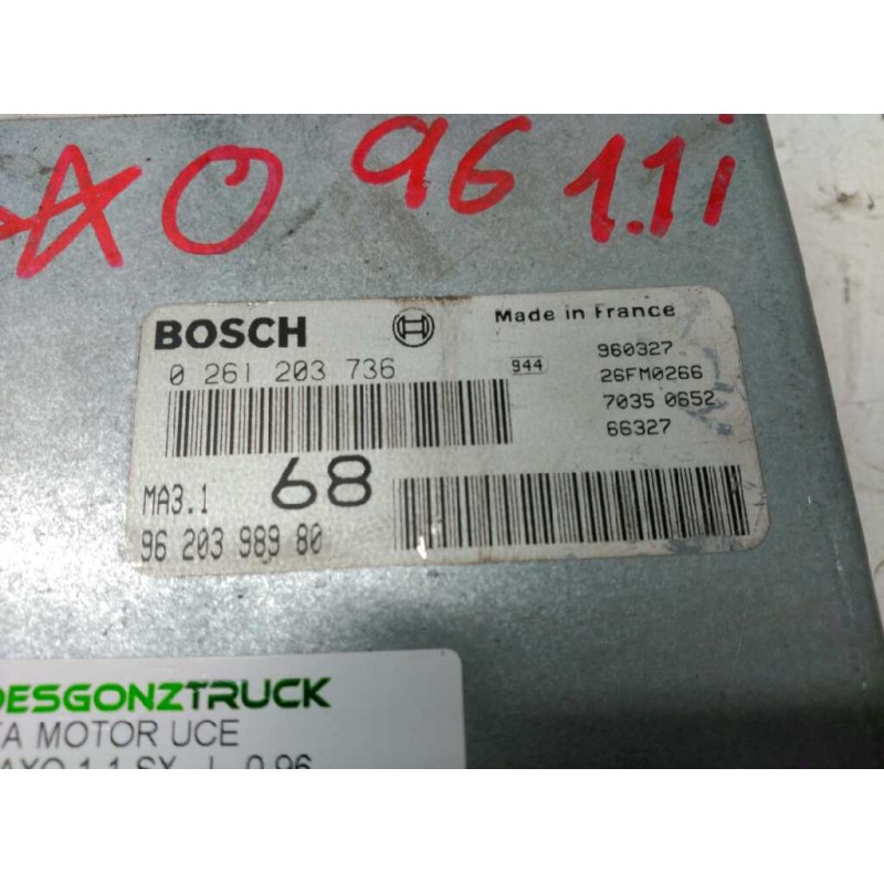 Recambio de centralita motor uce para citroën saxo 1.1 sx referencia OEM IAM 9620398980 0261203736 960327 2