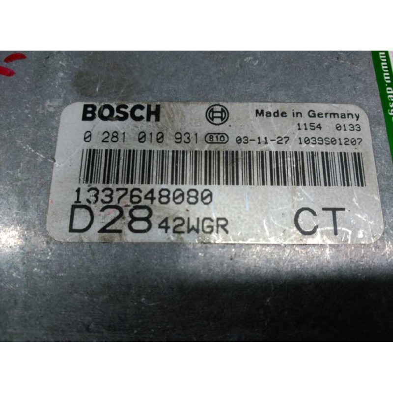 Recambio de centralita motor uce para citroën jumper caja abierta desde '02 2.8 hdi cat referencia OEM IAM 0281010931 1337648080 2