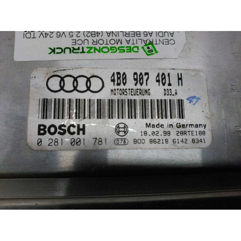 Recambio de centralita motor uce para audi a6 berlina (4b2) 2.5 v6 24v tdi referencia OEM IAM 4B0907401H 0281001781 - Azul 3