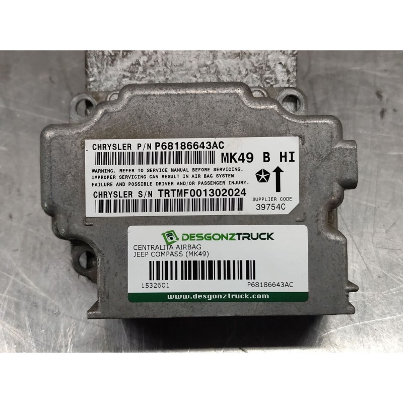 Recambio de centralita airbag para jeep compass (mk49) 2.2 crd referencia OEM IAM P68186643AC  