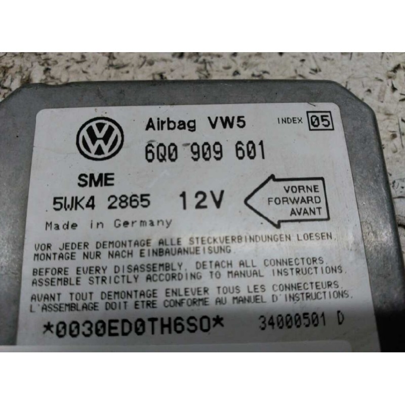 Recambio de centralita airbag para volkswagen polo berlina (6n2) trendline referencia OEM IAM 5WK42865 6Q09098601 - Negro 2