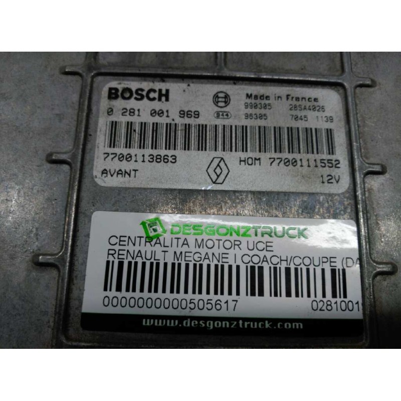 Recambio de centralita motor uce para renault megane i coach/coupe (da0) 1.9 dti diesel cat referencia OEM IAM 0281001969 770011 2