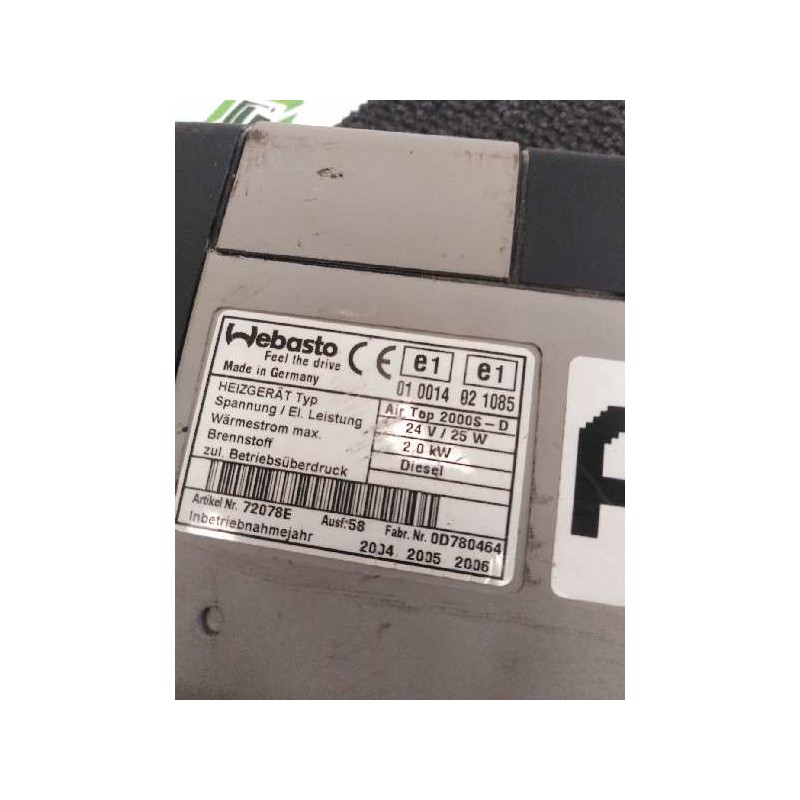 Recambio de motor calefaccion para volvo fh 12 2002  fsa xlow 4x2 corto referencia OEM IAM 20409829 AIRTOP2000S WEBASTO - Blanco 4